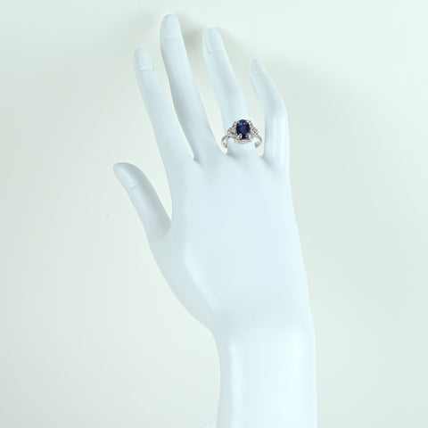 【中古】K18WG SAPPHIRE 非加熱サファイアリング S3.46ct D0.36ct GRS鑑別書 4.9g #13.5