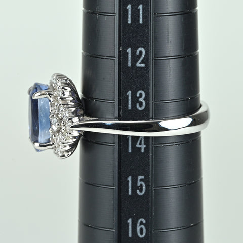 【中古】K18WG SAPPHIRE 非加熱サファイアリング S3.46ct D0.36ct GRS鑑別書 4.9g #13.5
