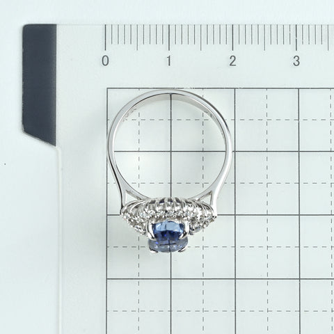 【中古】K18WG SAPPHIRE 非加熱サファイアリング S3.46ct D0.36ct GRS鑑別書 4.9g #13.5