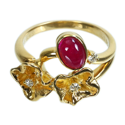 【中古】K18YG RUBYルビーリング R0.85ct D0.065ct 日宝協鑑別書 4.9g #8.5