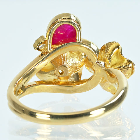 【中古】K18YG RUBYルビーリング R0.85ct D0.065ct 日宝協鑑別書 4.9g #8.5