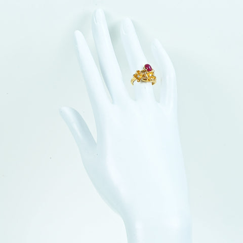 【中古】K18YG RUBYルビーリング R0.85ct D0.065ct 日宝協鑑別書 4.9g #8.5