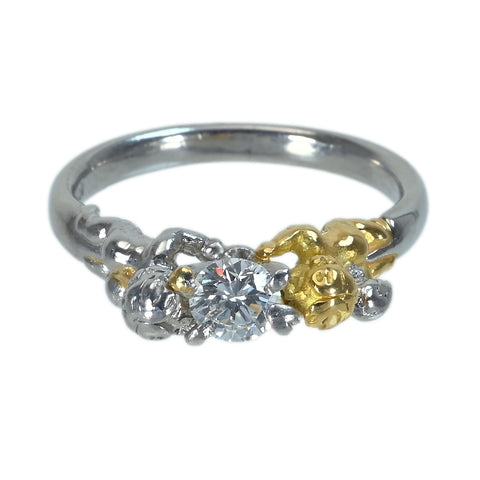 【中古】K18/PT900 DIAMONDダイヤモンドリング 0.378ct 5.40g #9