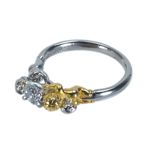 【中古】K18/PT900 DIAMONDダイヤモンドリング 0.378ct 5.40g #9