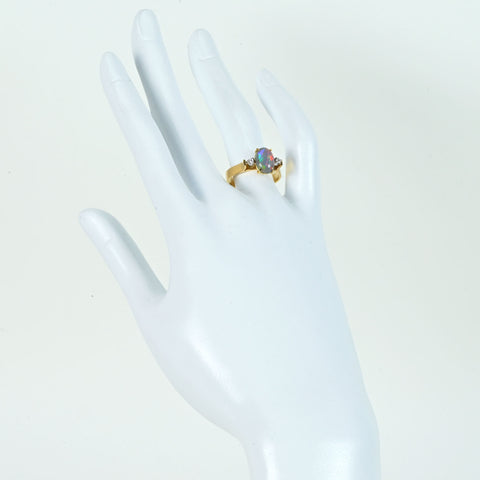 【中古】K18YG BLACK OPALブラックオパールリング 4.0g #13.5