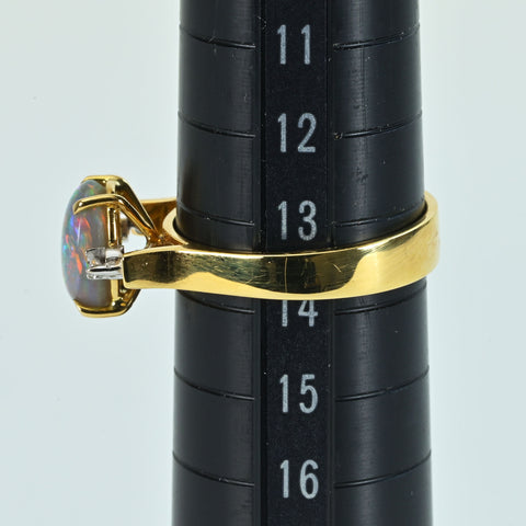 【中古】K18YG BLACK OPALブラックオパールリング 4.0g #13.5