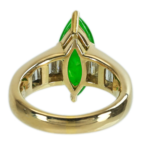 【中古】K18YG JADEITE ヒスイリング J2.473ct D0.813ct 日宝協ソーティング 7.0g #7.5