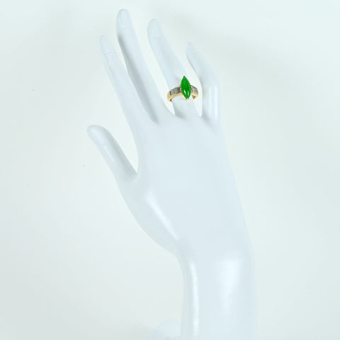 【中古】K18YG JADEITE ヒスイリング J2.473ct D0.813ct 日宝協ソーティング 7.0g #7.5