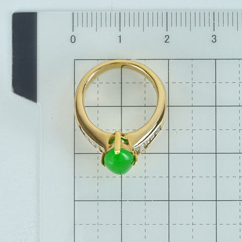 【中古】K18YG JADEITE ヒスイリング J2.473ct D0.813ct 日宝協ソーティング 7.0g #7.5