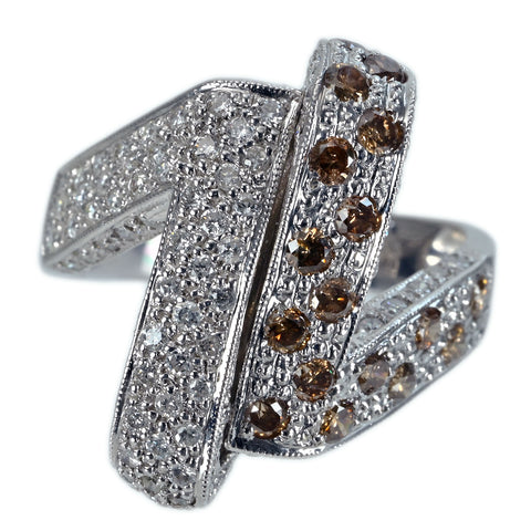 Used] K18WG DIAMOND Brown & Colorless Diamond Ring D1.63ct 7.4g #12