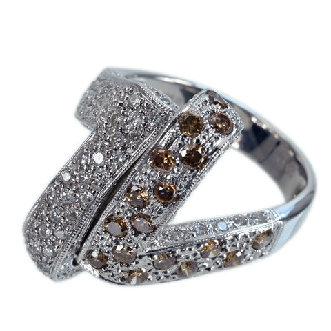 Used] K18WG DIAMOND Brown & Colorless Diamond Ring D1.63ct 7.4g #12