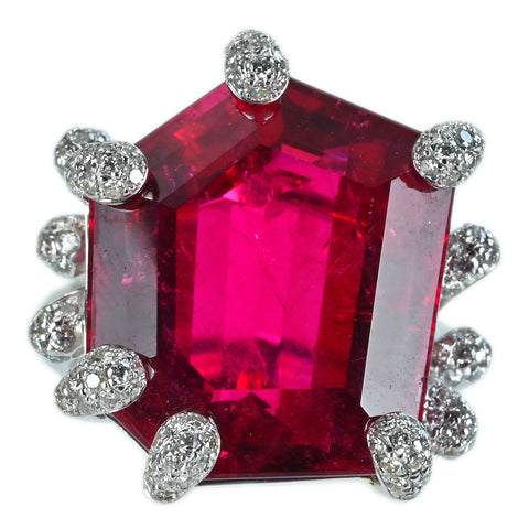 【中古】K18WG RUBELLITE TOURMALINEルベライト（レッドトルマリン）リング T23.55ct D0.70ct 16.0g #14