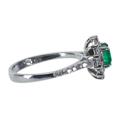 【中古】K18WG EMERALDコロンビア産 エメラルドリング E0.63ct D0.63ct GRS鑑別書付き 3.8g #14