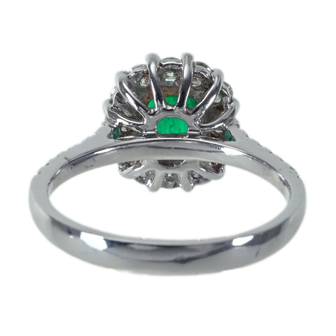 【中古】K18WG EMERALDコロンビア産 エメラルドリング E0.63ct D0.63ct GRS鑑別書付き 3.8g #14