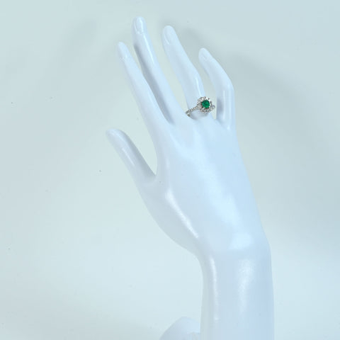 【中古】K18WG EMERALDコロンビア産 エメラルドリング E0.63ct D0.63ct GRS鑑別書付き 3.8g #14