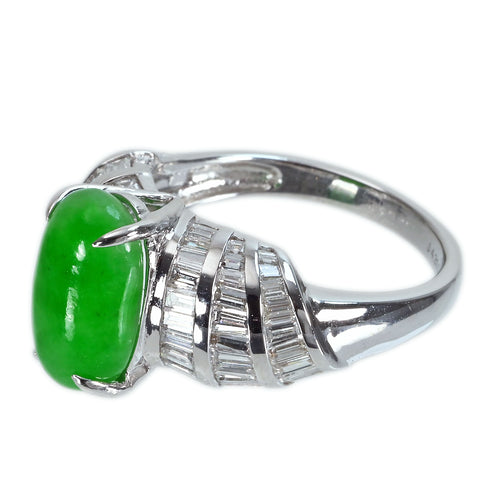 【中古】K18WG JADEITEヒスイリング J4.31ct D1.50ct 5.6g #13.5