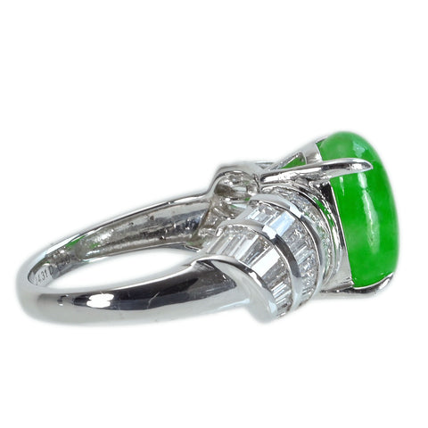 【中古】K18WG JADEITEヒスイリング J4.31ct D1.50ct 5.6g #13.5