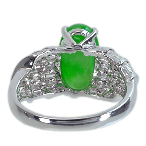 【中古】K18WG JADEITEヒスイリング J4.31ct D1.50ct 5.6g #13.5