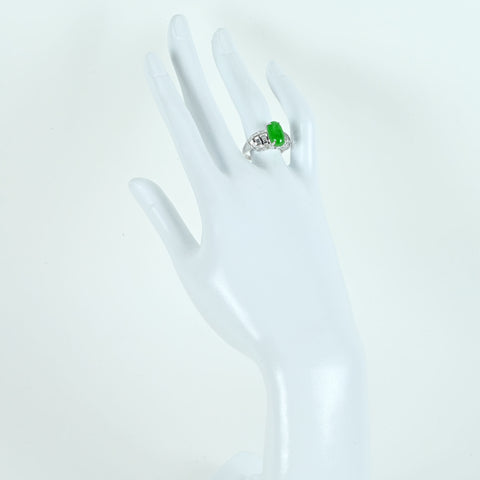 【中古】K18WG JADEITEヒスイリング J4.31ct D1.50ct 5.6g #13.5