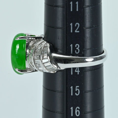 【中古】K18WG JADEITEヒスイリング J4.31ct D1.50ct 5.6g #13.5