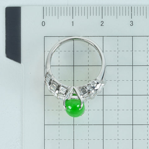 【中古】K18WG JADEITEヒスイリング J4.31ct D1.50ct 5.6g #13.5