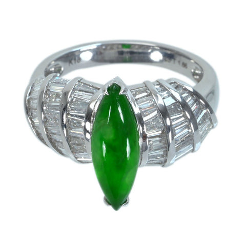 【中古】K18WG JADEITEヒスイリング J1.93ct D1.66ct 6.5g #13.5