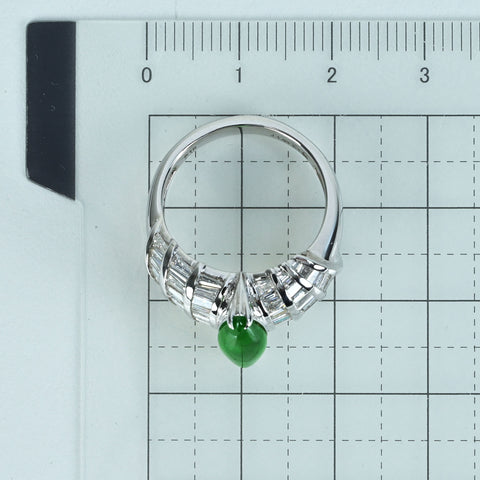 【中古】K18WG JADEITEヒスイリング J1.93ct D1.66ct 6.5g #13.5