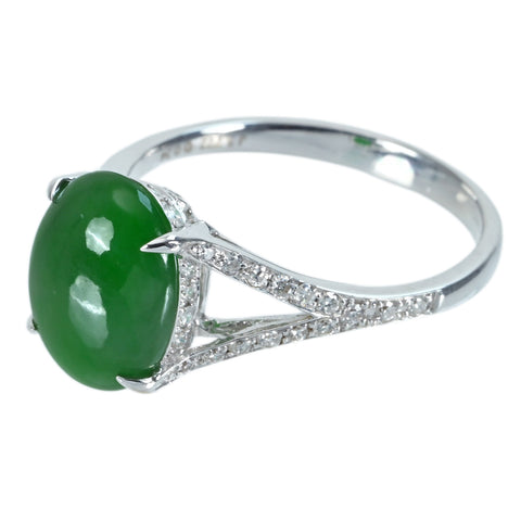 [Used] K18WG JADEITE RING Jadeite Ring Jadeite 3.222ct Diameter 0.34ct 3.2g #13 