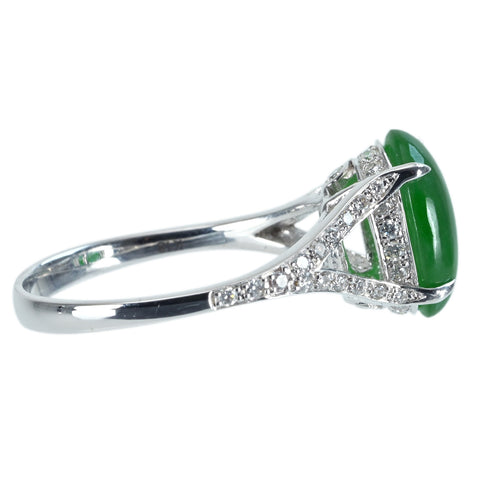 [Used] K18WG JADEITE RING Jadeite Ring Jadeite 3.222ct Diameter 0.34ct 3.2g #13 