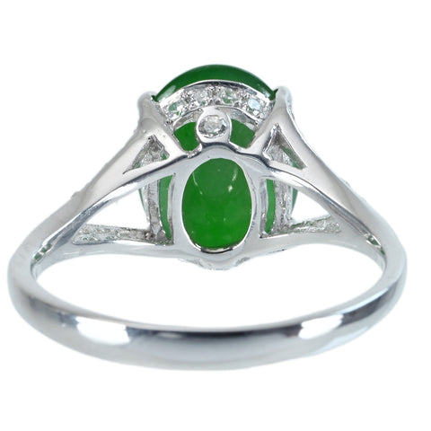 [Used] K18WG JADEITE RING Jadeite Ring Jadeite 3.222ct Diameter 0.34ct 3.2g #13 
