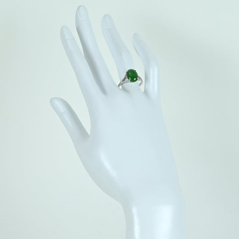[Used] K18WG JADEITE RING Jadeite Ring Jadeite 3.222ct Diameter 0.34ct 3.2g #13 