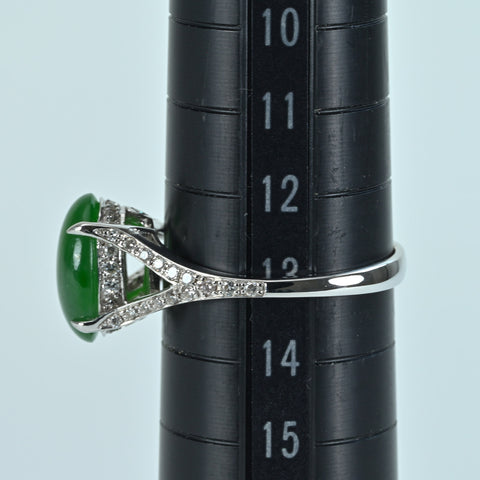 [Used] K18WG JADEITE RING Jadeite Ring Jadeite 3.222ct Diameter 0.34ct 3.2g #13 