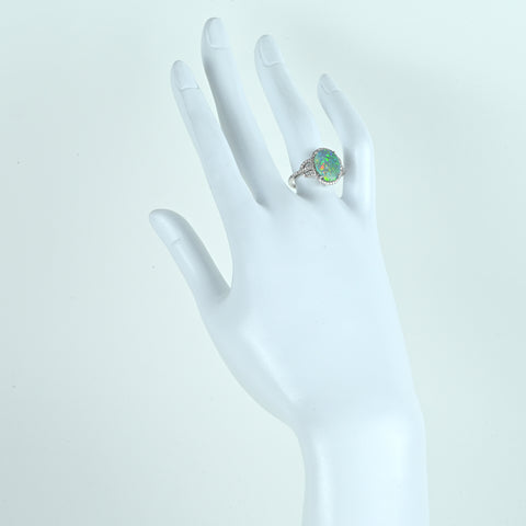 【中古】K18WG BLACK OPAL ブラックオパールリング BO2.46ct D0.35ct 4.1g #13