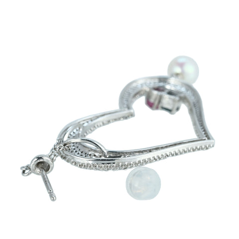 【中古】K18WG アコヤパール エメラルド/サファイア/ルビー/ダイヤモンドピアス P6.8mm D1.03ct+D1.03ct 12.6g