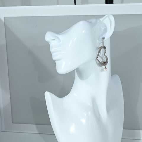 【中古】K18WG アコヤパール エメラルド/サファイア/ルビー/ダイヤモンドピアス P6.8mm D1.03ct+D1.03ct 12.6g
