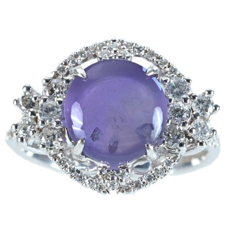 【中古】K18WG STAR SAPPHIRE RING スターサファイアリング SS4.90ct D0.55ct 5.8g #14