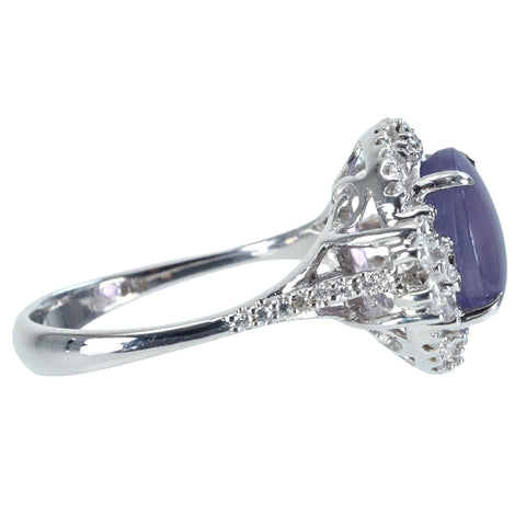【中古】K18WG STAR SAPPHIRE RING スターサファイアリング SS4.90ct D0.55ct 5.8g #14