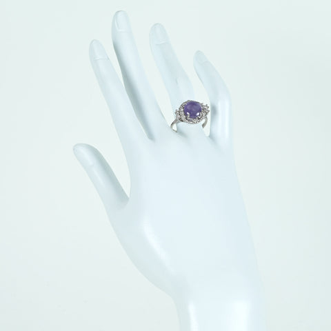 【中古】K18WG STAR SAPPHIRE RING スターサファイアリング SS4.90ct D0.55ct 5.8g #14