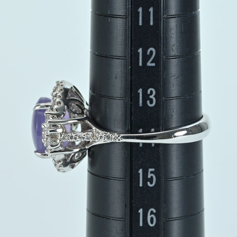 【中古】K18WG STAR SAPPHIRE RING スターサファイアリング SS4.90ct D0.55ct 5.8g #14