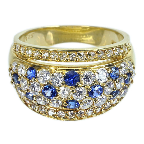 【中古】K18YG SAPPHIREサファイアリング S0.55ct D1.25ct 7.9g #12