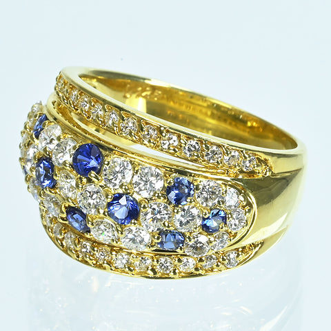 【中古】K18YG SAPPHIREサファイアリング S0.55ct D1.25ct 7.9g #12