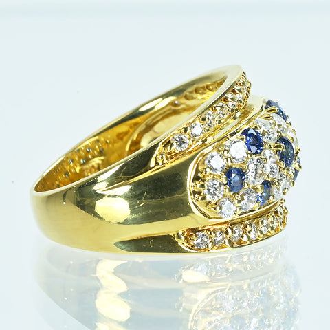 【中古】K18YG SAPPHIREサファイアリング S0.55ct D1.25ct 7.9g #12