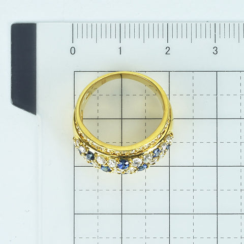 【中古】K18YG SAPPHIREサファイアリング S0.55ct D1.25ct 7.9g #12