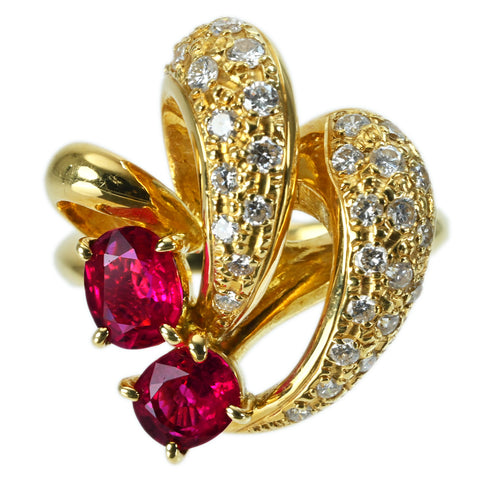 【中古】K18YG RUBY RING ルビーリング R1.15ct D0.60ct 11.2g #12