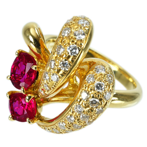 【中古】K18YG RUBY RING ルビーリング R1.15ct D0.60ct 11.2g #12