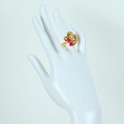 【中古】K18YG RUBY RING ルビーリング R1.15ct D0.60ct 11.2g #12