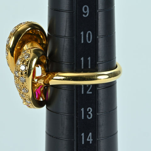 【中古】K18YG RUBY RING ルビーリング R1.15ct D0.60ct 11.2g #12