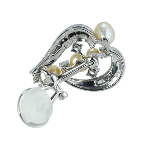 [Pre-owned] K18WG South Sea Natural Golden Pearl Earrings (Convertible to Pierced Earrings) D0.37ct + S0.37ct 13.7g with Sorting Certificate