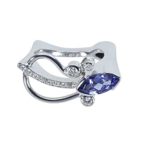 【中古】K18WG TANZANITEタンザナイトリング 鑑別書10.2g #11.5