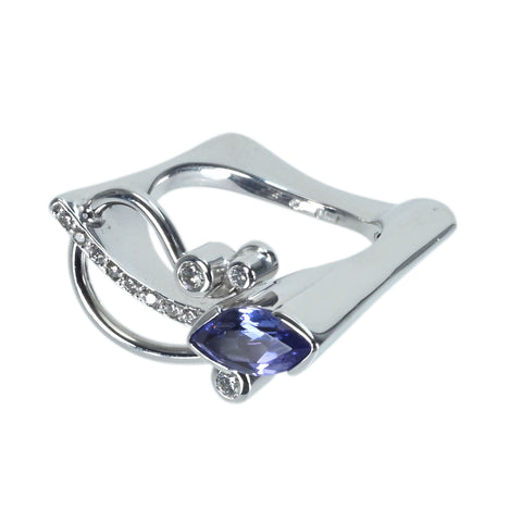 【中古】K18WG TANZANITEタンザナイトリング 鑑別書10.2g #11.5